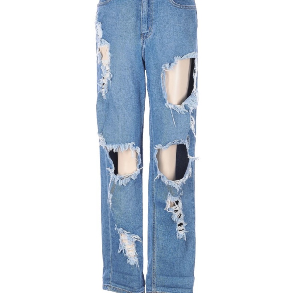 Vibrant Blue Distressed Jeans